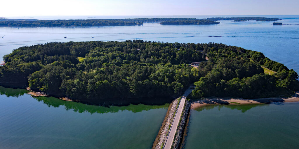 Aerial view of Mackworth Island